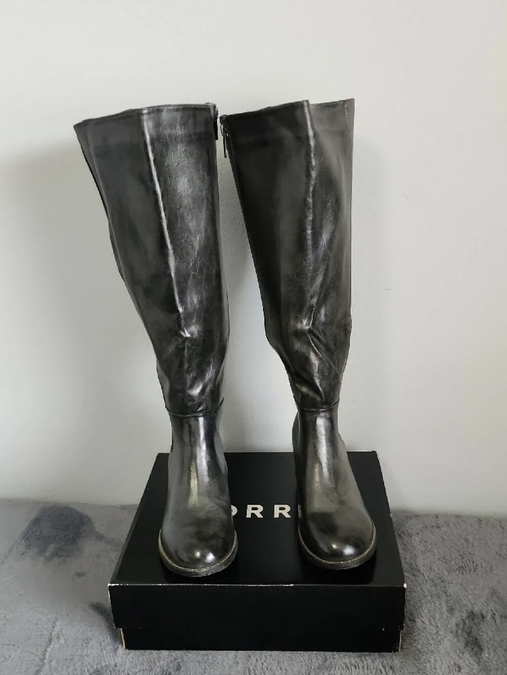 Classic Gray Knee-High Chelsea Boots